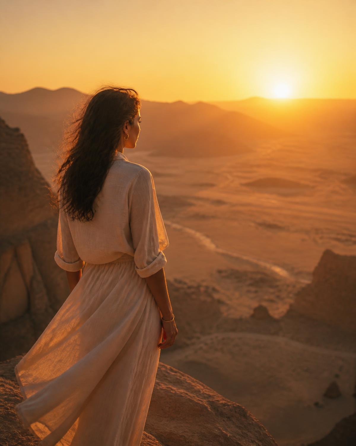 Desert landscape at sunset in the United Arab Emirates
